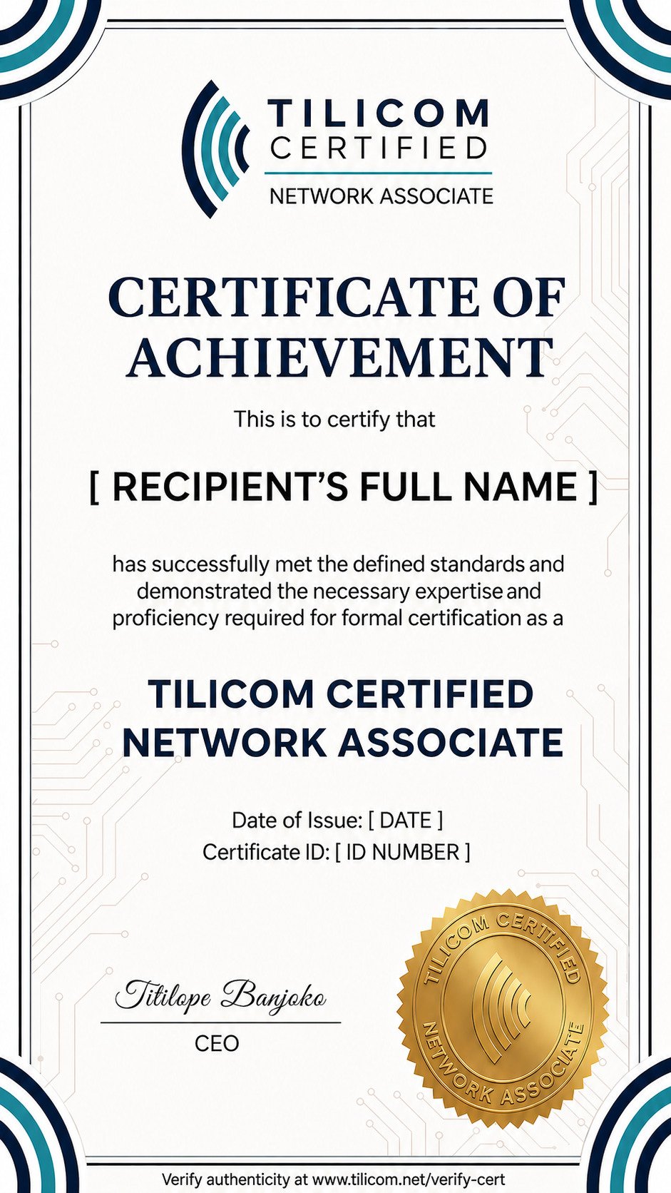 Tilicom Certified Network Associate Certificate
